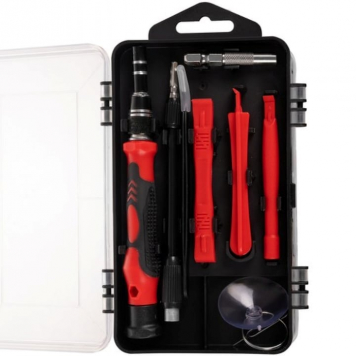 Set Surubelnite de Precizie 110 in 1 VarioShop®, 98 Biti, Ventuza, Penseta, Magnetizare, Maner Ergonomic, Carcasa Depozitare, pentru Electronice, Electrocasnice, Mobilier, Telefoane, Macbook, iMac, iP [20]