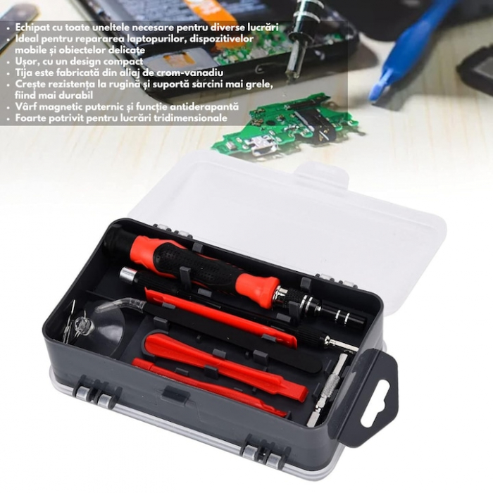 Set Surubelnite de Precizie 110 in 1 VarioShop®, 98 Biti, Ventuza, Penseta, Magnetizare, Maner Ergonomic, Carcasa Depozitare, pentru Electronice, Electrocasnice, Mobilier, Telefoane, Macbook, iMac, iP [5]