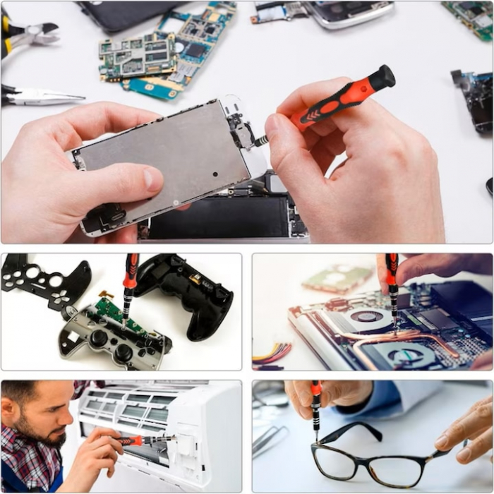 Set Surubelnite de Precizie 110 in 1 VarioShop®, 98 Biti, Ventuza, Penseta, Magnetizare, Maner Ergonomic, Carcasa Depozitare, pentru Electronice, Electrocasnice, Mobilier, Telefoane, Macbook, iMac, iP [12]