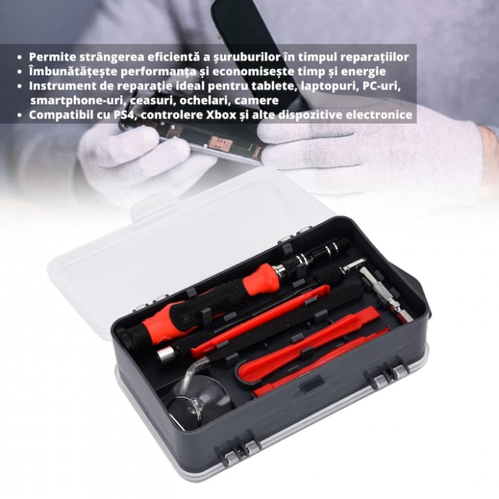Set Surubelnite de Precizie 110 in 1 VarioShop®, 98 Biti, Ventuza, Penseta, Magnetizare, Maner Ergonomic, Carcasa Depozitare, pentru Electronice, Electrocasnice, Mobilier, Telefoane, Macbook, iMac, iP [4]