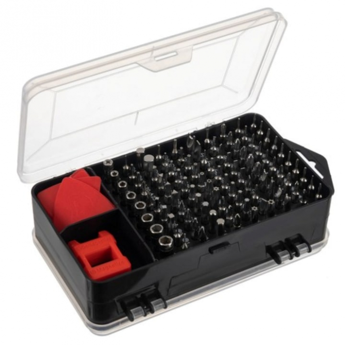 Set Surubelnite de Precizie 110 in 1 VarioShop®, 98 Biti, Ventuza, Penseta, Magnetizare, Maner Ergonomic, Carcasa Depozitare, pentru Electronice, Electrocasnice, Mobilier, Telefoane, Macbook, iMac, iP [17]