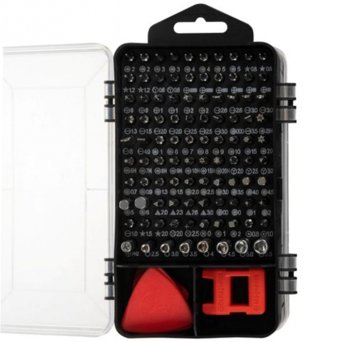 Set Surubelnite de Precizie 110 in 1 VarioShop®, 98 Biti, Ventuza, Penseta, Magnetizare, Maner Ergonomic, Carcasa Depozitare, pentru Electronice, Electrocasnice, Mobilier, Telefoane, Macbook, iMac, iP [21]