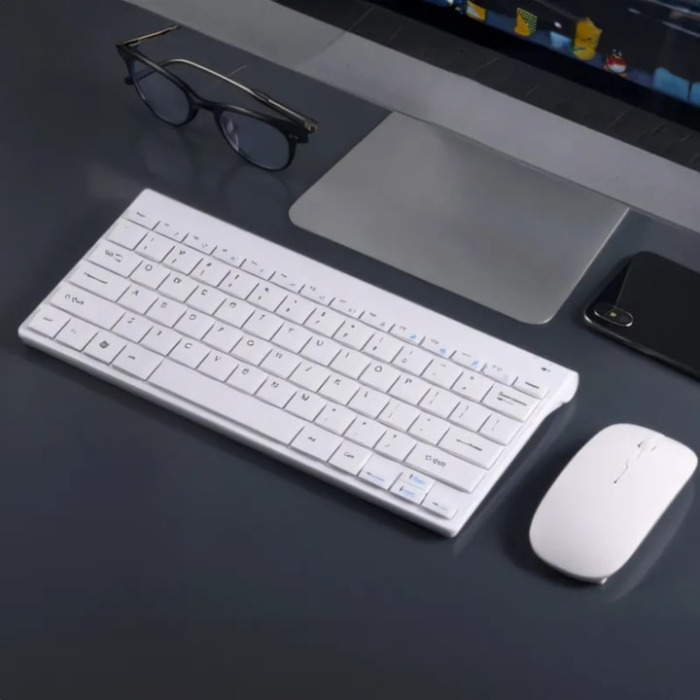 Set tastatura si mouse wireless VarioShop®, Slim Mini, conexiune 2.4 GHz, silentios, design compact si elegant, compatibil Windows/Android/iOS/Linux, alb [5]