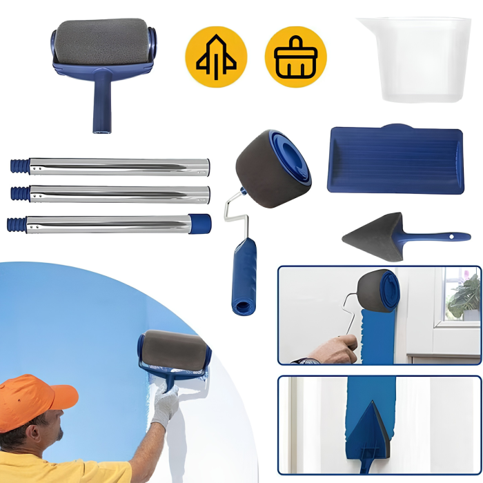 Set trafaleti pentru vopsea VarioShop®, cu rezervor, anti-picurare, maner pliabil 90 cm, accesorii pentru margini si colturi [4]