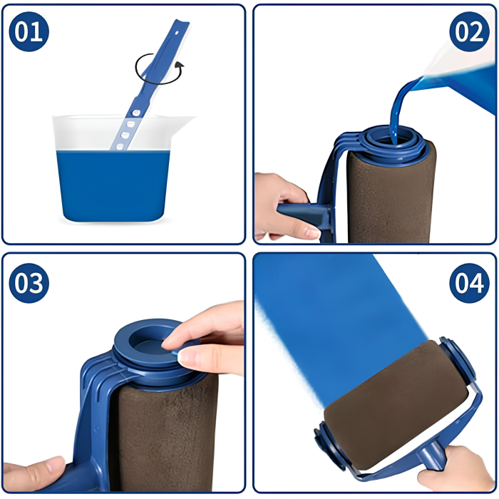 Set trafaleti pentru vopsea VarioShop®, cu rezervor, anti-picurare, maner pliabil 90 cm, accesorii pentru margini si colturi [5]