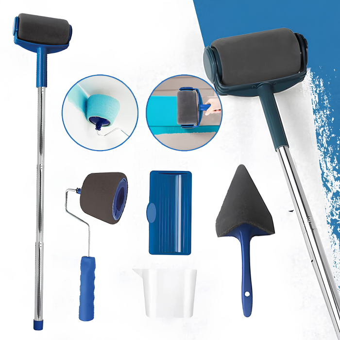 Set trafaleti pentru vopsea VarioShop®, cu rezervor, anti-picurare, maner pliabil 90 cm, accesorii pentru margini si colturi [7]