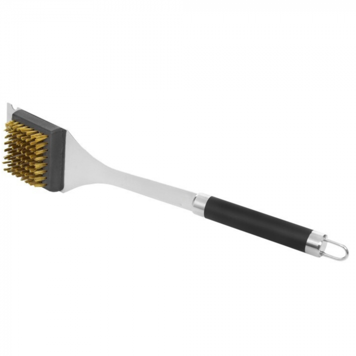 Set Ustensile Pentru Gratar VarioShop, 5 Accesorii Inox, Furculita, Spatula, Perie, Cleste, Perie de curatat gratarul, Cutia de Depozitare Din Aluminiu, 37 x 14 x 7 cm [13]