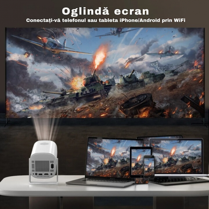 Set Videoproiector si Controlere VarioShop®, Smart 4K, Wi-Fi, Bluetooth, Rezolutie HD 1280x720p, Sistem De Operare Android 11.0, HDMI, USB, Screen Mirroring Pentru Android/IOS, Procesor Quad-core Mali [5]