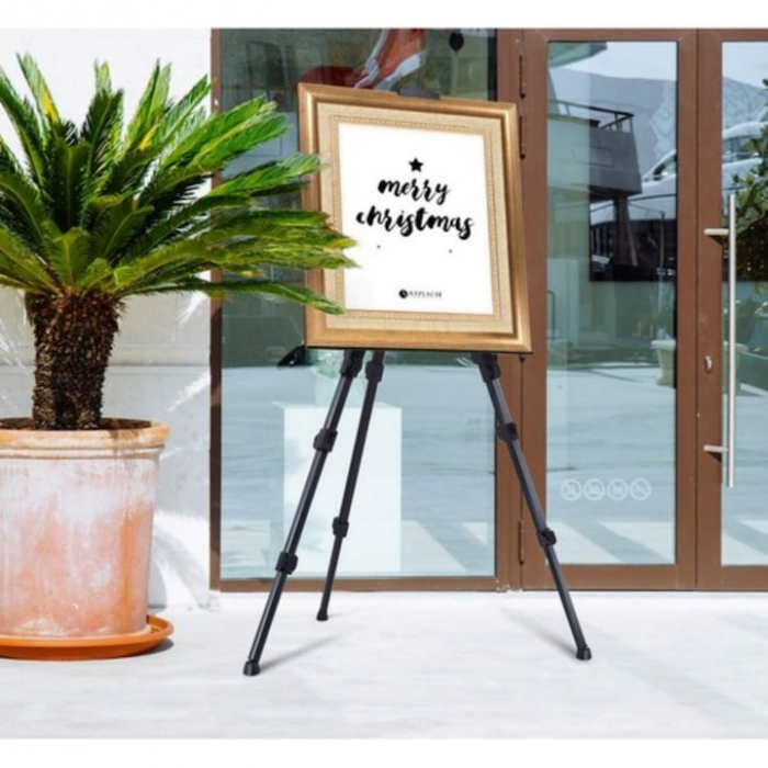 Sevalet metalic pentru pictura VarioShop®, trepied, pliabil, reglabil In 3 segmente, ajustabil pana la 160 cm inaltime, design antiderapant, cu geanta transport, usor de instalat, Negru [9]