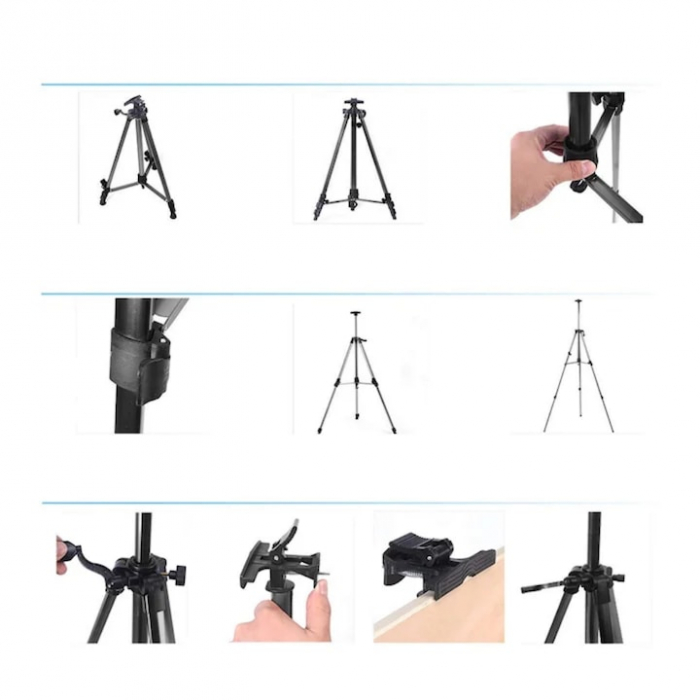 Sevalet metalic pentru pictura VarioShop®, trepied, pliabil, reglabil In 3 segmente, ajustabil pana la 160 cm inaltime, design antiderapant, cu geanta transport, usor de instalat, Negru [13]