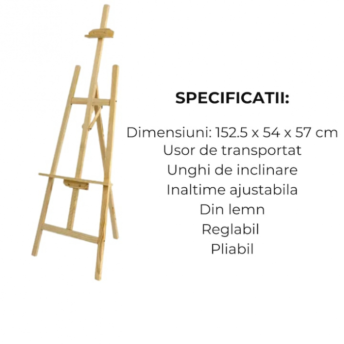 Sevalet pentru Pictura VarioShop®, din Lemn, Pliabil, Inaltime reglabila maxim 170 cm, Bej [4]