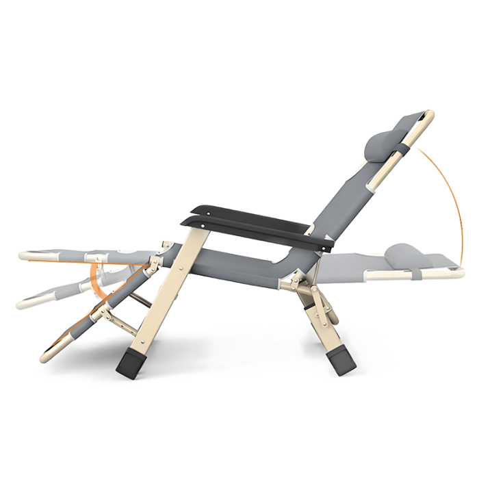 Sezlong pliabil VarioShop®, perna, cadru otel rezistent, material respirabil, reglabil, ergonomic, pentru gradina, terasa, balcon si plaja, gri [7]