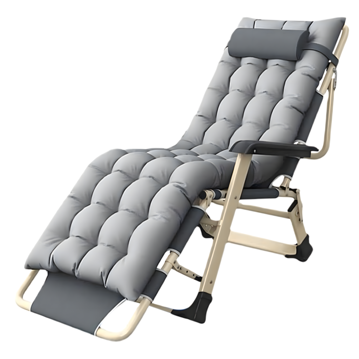 Sezlong pliabil VarioShop®, perna, cadru otel rezistent, material respirabil, reglabil, ergonomic, pentru gradina, terasa, balcon si plaja, gri [11]