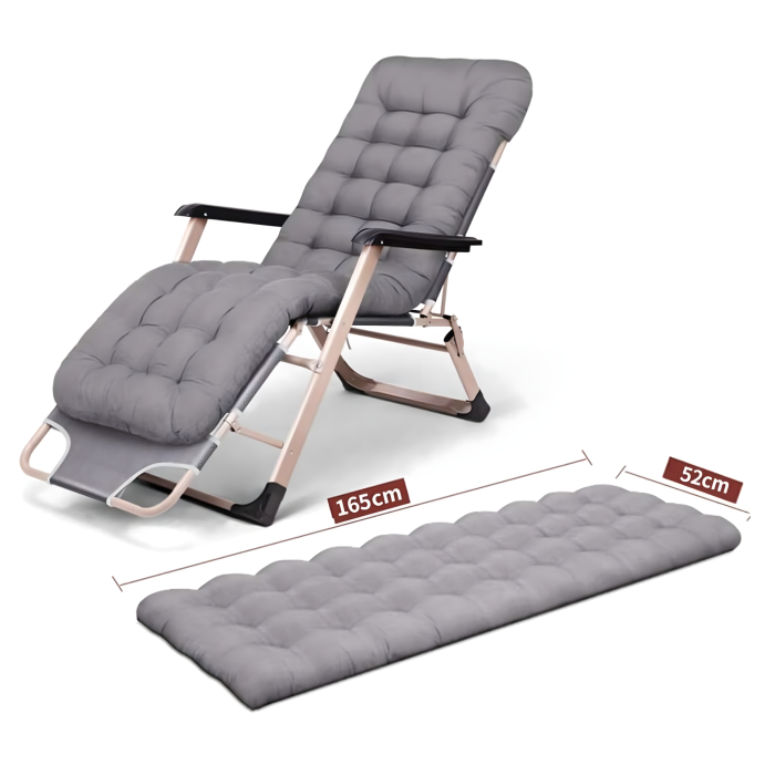 Sezlong pliabil VarioShop®, perna, cadru otel rezistent, material respirabil, reglabil, ergonomic, pentru gradina, terasa, balcon si plaja, gri [8]