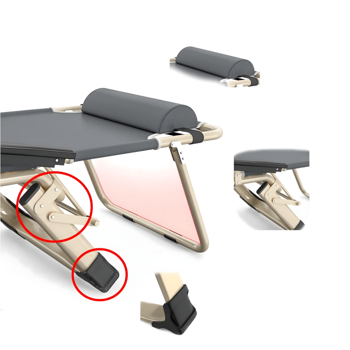 Sezlong pliabil VarioShop®, perna, cadru otel rezistent, material respirabil, reglabil, ergonomic, pentru gradina, terasa, balcon si plaja, gri [5]