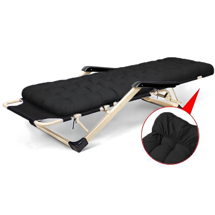 Sezlong pliabil VarioShop®, perna, cadru otel rezistent, material respirabil, reglabil, ergonomic, pentru gradina, terasa, balcon si plaja, negru [4]