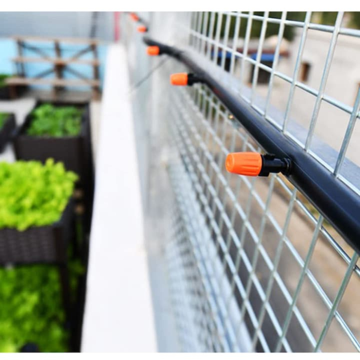 Sistem de irigatii cu perdea de apa 15 m VarioShop®, 15 aspersoare reglabile, racire si udare gradina, terasa sau sera, fara electricitate, usor de instalat, Negru [5]