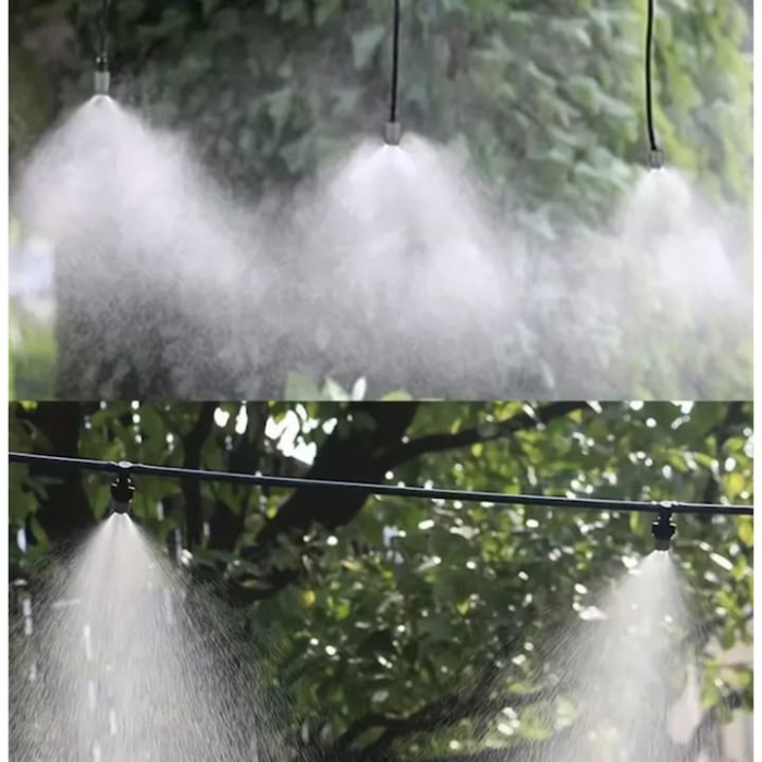 Sistem de irigatii cu perdea de apa 10 m VarioShop®, 10 aspersoare reglabile, racire si udare gradina, terasa sau sera, fara electricitate, usor de instalat, Negru [3]