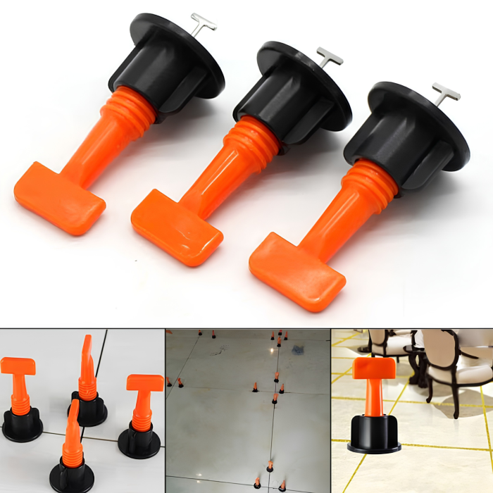 Sistem de nivelare pentru gresie si faianta VarioShop®, 100 cleme reutilizabile, 50 distantieri stea, 2 chei, pentru placi 3-16 mm, montaj precis si rapid [4]