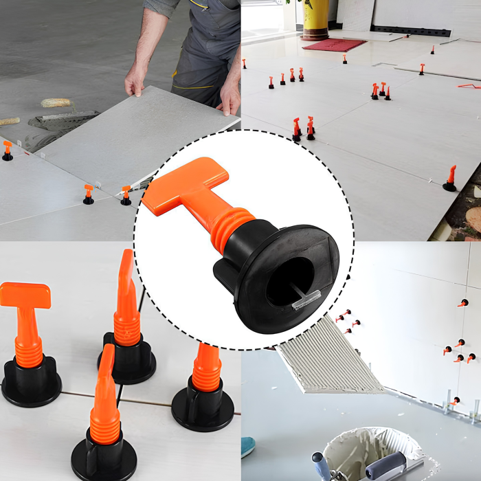 Sistem de nivelare pentru gresie si faianta VarioShop®, 100 cleme reutilizabile, 50 distantieri stea, 2 chei, pentru placi 3-16 mm, montaj precis si rapid [3]