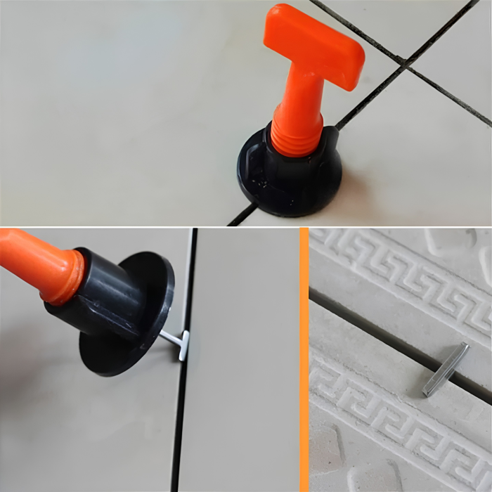 Sistem de nivelare pentru gresie si faianta VarioShop®, 100 cleme reutilizabile, 50 distantieri stea, 2 chei, pentru placi 3-16 mm, montaj precis si rapid [5]
