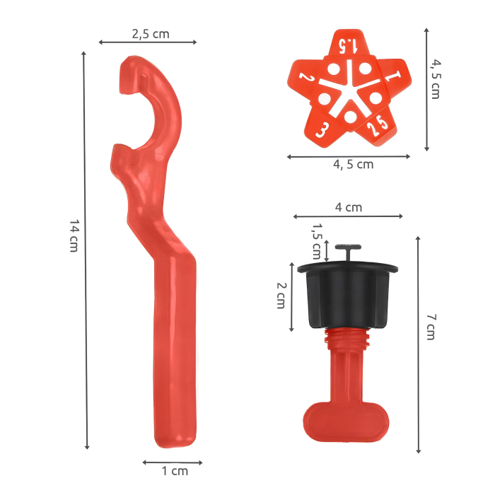 Sistem de nivelare pentru gresie si faianta VarioShop®, 100 cleme reutilizabile, 50 distantieri stea, 2 chei, pentru placi 3-16 mm, montaj precis si rapid [2]