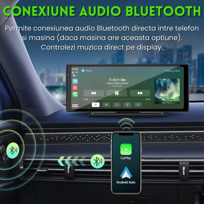 Sistem multimedia auto cu navigatie GPS VarioShop®, display 10.26 inch, Android & Apple CarPlay, Bluetooth, design elegant, ghidare vocala, conectivitate inteligenta, Negru [7]
