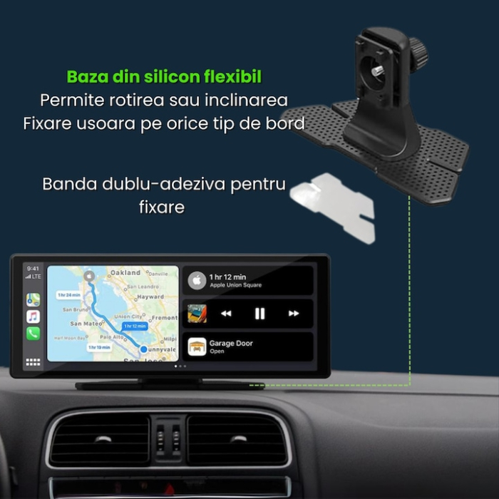 Sistem multimedia auto cu navigatie GPS VarioShop®, display 10.26 inch, Android & Apple CarPlay, Bluetooth, design elegant, ghidare vocala, conectivitate inteligenta, Negru [6]