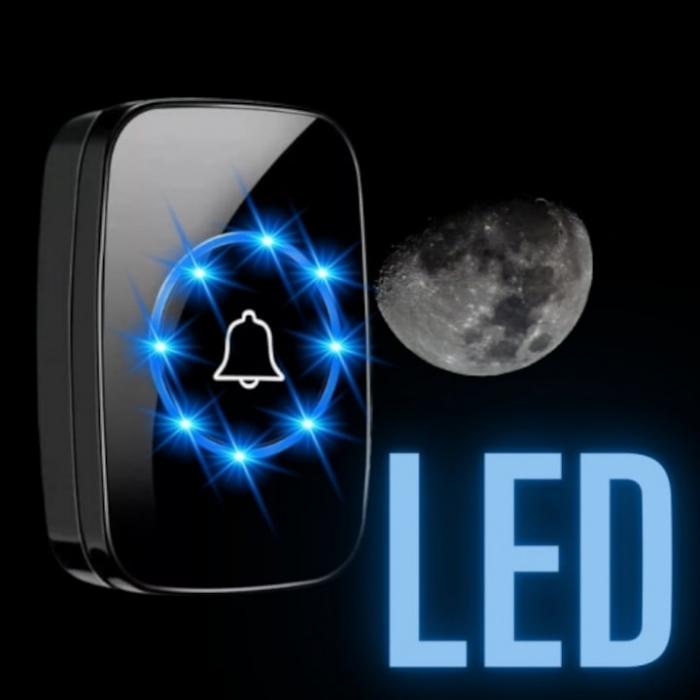 Sonerie fara fir VarioShop®, 5 nivele de volum, 60 de melodii, 1 receptor, raza de actiune 300 m, LED, Plug and Play, impermeabila IP44, 110 dB max, Negru [12]