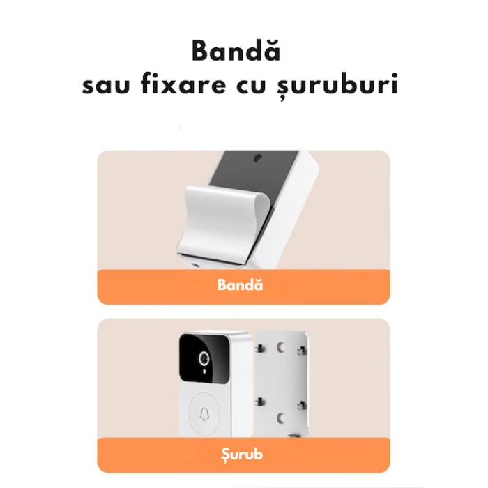 Sonerie inteligentă VarioShop, cu cameră 1080p, interfon, vedere pe timp de noapte, alb [2]