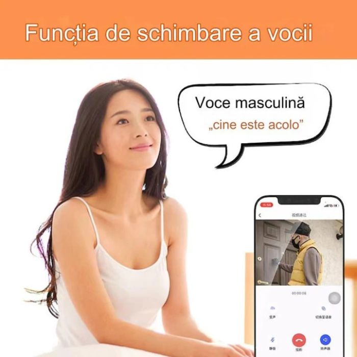 Sonerie inteligentă VarioShop, cu cameră 1080p, interfon, vedere pe timp de noapte, alb [7]