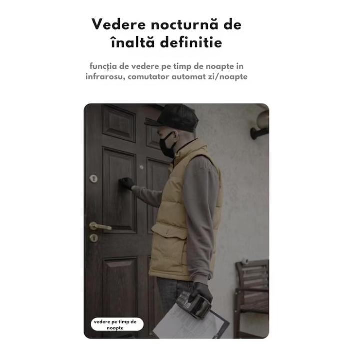 Sonerie inteligentă VarioShop, cu cameră 1080p, interfon, vedere pe timp de noapte, alb [3]