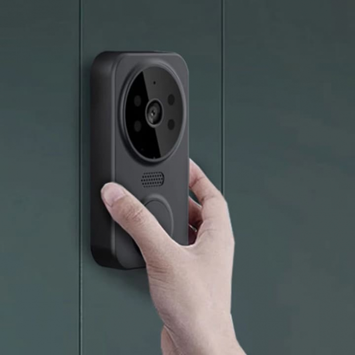 Sonerie inteligenta VarioShop®, cu camera de supraveghere 1080p, interfon, functie IR Night vision, audio bidirectional si conexiune la aplicatia, instalare rapida, Negru [16]