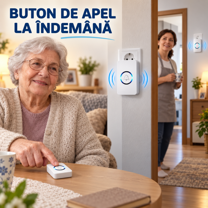 Sonerie wireless VarioShop® cu 1 buton exterior si 2 receptoare pentru priza, 62 melodii, 4 niveluri de volum, raza de pana la 150 m, 433 MHz, alba [9]