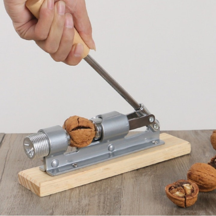 Spargator de nuci reglabil VarioShop®, din otel inoxidabil pe suport din lemn, rezistent, stabil, pentru nuci si alune, design ergonomic, 20 cm [6]