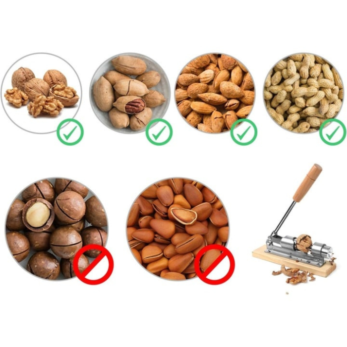 Spargator de nuci reglabil VarioShop®, din otel inoxidabil pe suport din lemn, rezistent, stabil, pentru nuci si alune, design ergonomic, 20 cm [4]