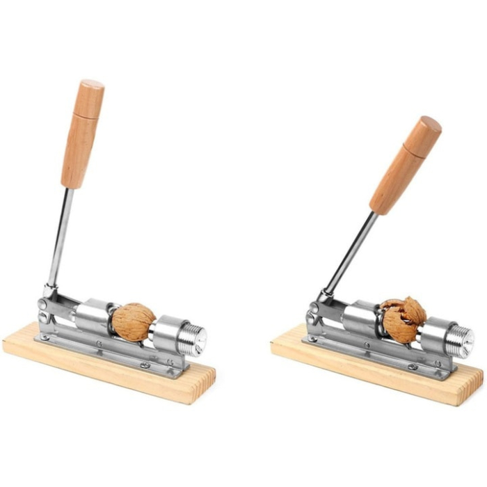 Spargator de nuci reglabil VarioShop®, din otel inoxidabil pe suport din lemn, rezistent, stabil, pentru nuci si alune, design ergonomic, 20 cm [7]