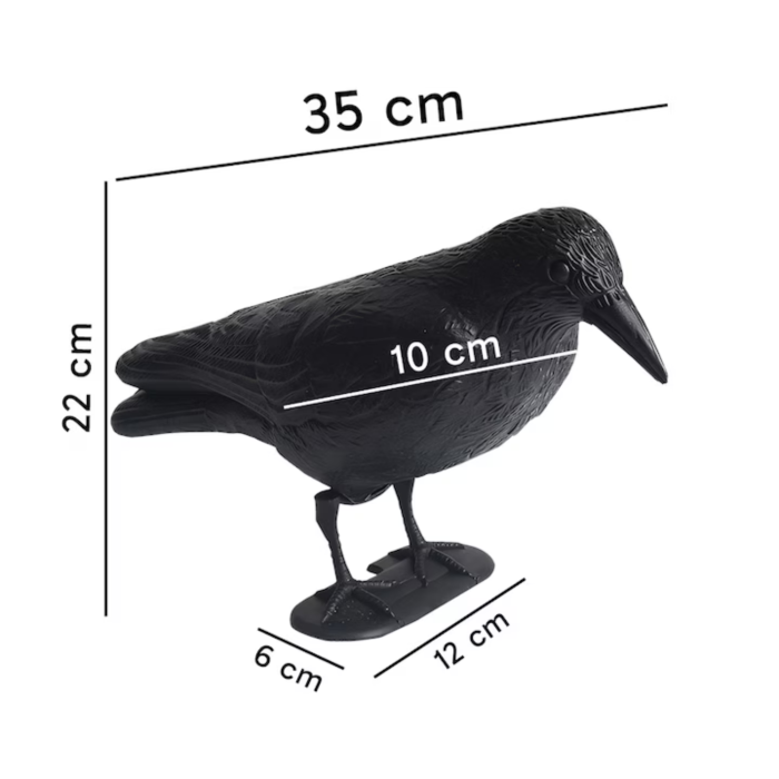 Sperietoare pasari VarioShop® tip corb realist, repelent pentru porumbei, grauri si alte pasari, montare suspendata sau pe suport, pentru balcon, gradina si livada, negru, 33x20 cm [8]