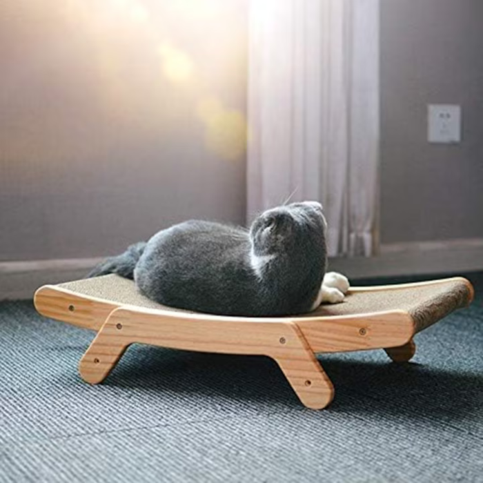 Stalp de zgariat pentru pisici VarioShop®, cu picioare reglabile, stabil, din carton ecologic, design modern, usor de asamblat, ideal pentru joaca si relaxare, 43 x 25 cm, Gri [9]