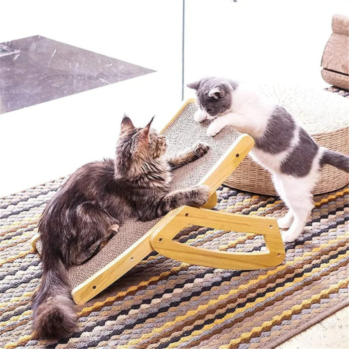 Stalp de zgariat pentru pisici VarioShop®, cu picioare reglabile, stabil, din carton ecologic, design modern, usor de asamblat, ideal pentru joaca si relaxare, 43 x 25 cm, Gri [8]