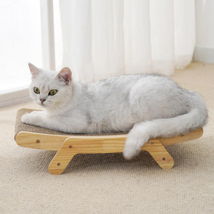 Stalp de zgariat pentru pisici VarioShop®, cu picioare reglabile, stabil, din carton ecologic, design modern, usor de asamblat, ideal pentru joaca si relaxare, 43 x 25 cm, Gri [3]