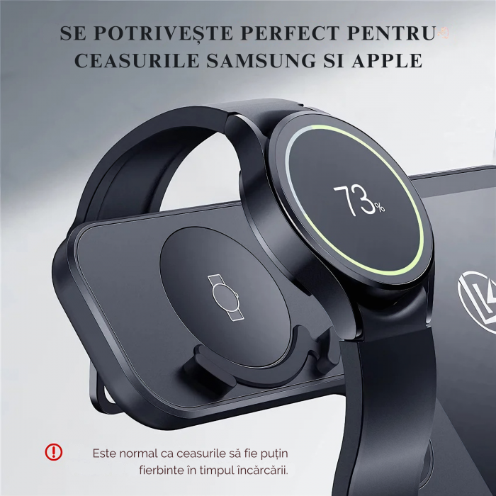 Statie de Incarcare 3 in 1 Fast Charge VarioShop® pentru Smartphone, Casti si Ceas Inteligent – Incarcare Concomitenta, 15 W pentru Telefon, 2, 5 W pentru Ceas si Casti, Compatibila cu iOS si Android [8]