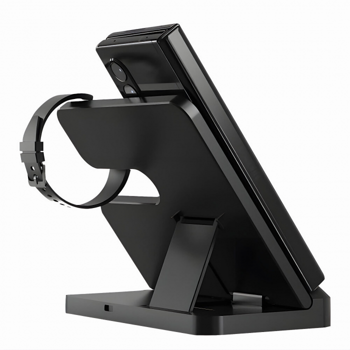 Statie de Incarcare 3 in 1 Fast Charge VarioShop® pentru Smartphone, Casti si Ceas Inteligent – Incarcare Concomitenta, 15 W pentru Telefon, 2, 5 W pentru Ceas si Casti, Compatibila cu iOS si Android [21]