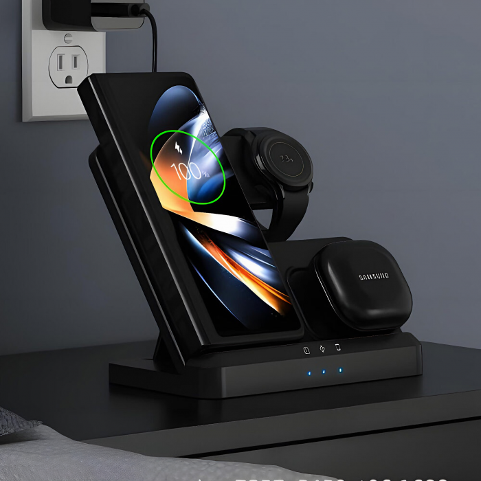 Statie de Incarcare 3 in 1 Fast Charge VarioShop® pentru Smartphone, Casti si Ceas Inteligent – Incarcare Concomitenta, 15 W pentru Telefon, 2, 5 W pentru Ceas si Casti, Compatibila cu iOS si Android [23]