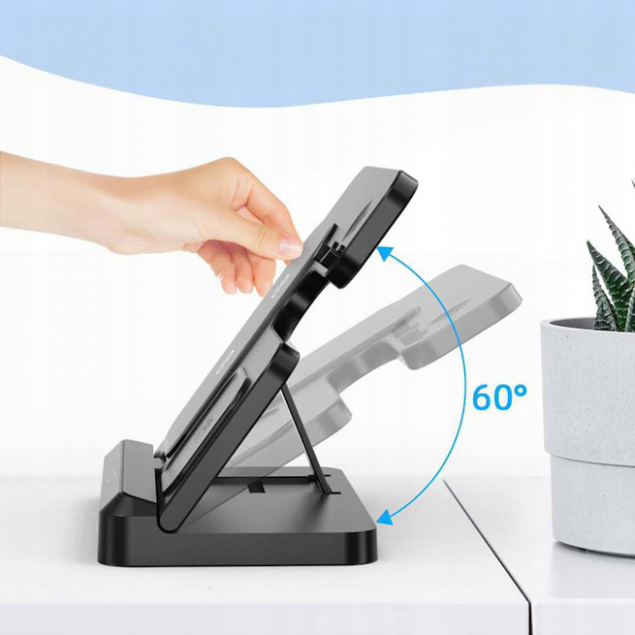 Statie de Incarcare 3 in 1 Fast Charge VarioShop® pentru Smartphone, Casti si Ceas Inteligent – Incarcare Concomitenta, 15 W pentru Telefon, 2, 5 W pentru Ceas si Casti, Compatibila cu iOS si Android [2]