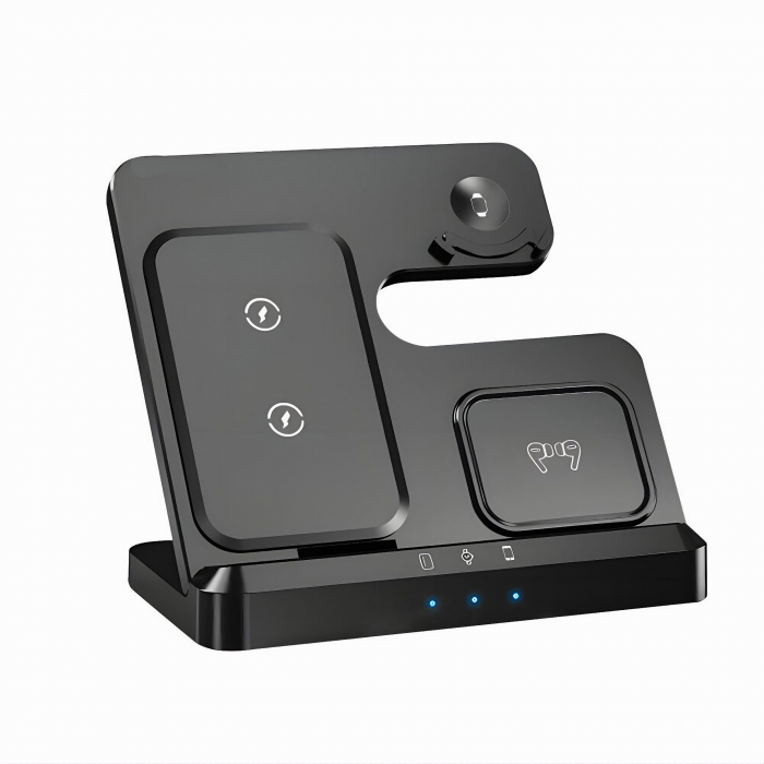 Statie de Incarcare 3 in 1 Fast Charge VarioShop® pentru Smartphone, Casti si Ceas Inteligent – Incarcare Concomitenta, 15 W pentru Telefon, 2, 5 W pentru Ceas si Casti, Compatibila cu iOS si Android [22]