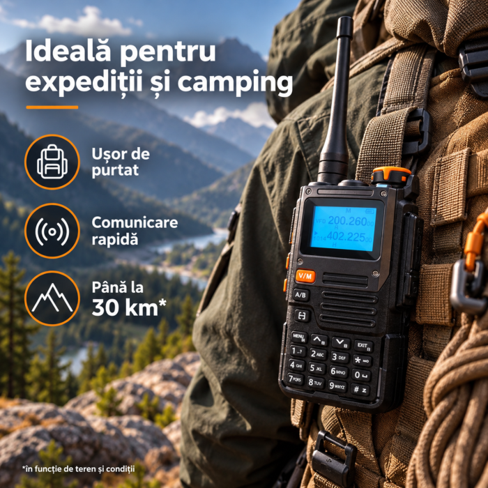 Statie radio portabila VarioShop®, walkie talkie, UV-K61 PRO, 5W, baterie 2600 mAh, 999 canale, DCS/CTCSS, USB-C, raza pana la 30 km, pentru teren, camping si constructii [6]