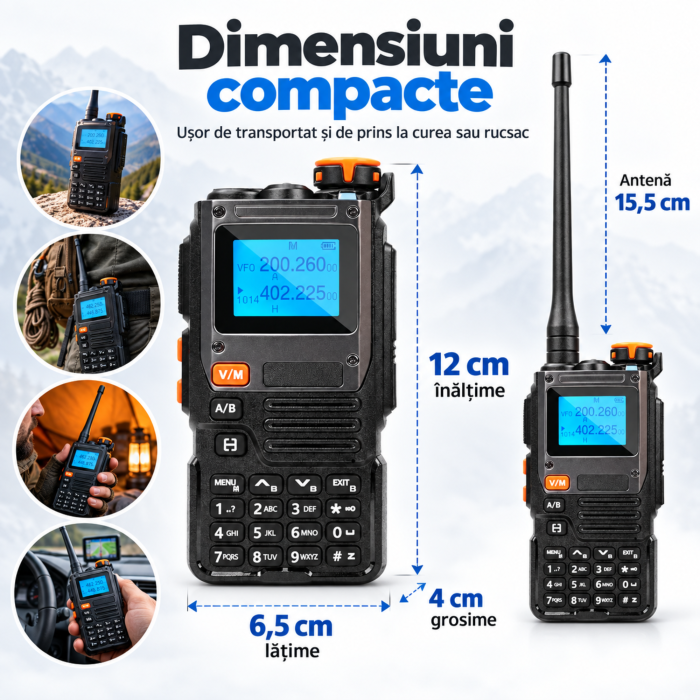 Statie radio portabila VarioShop®, walkie talkie, UV-K61 PRO, 5W, baterie 2600 mAh, 999 canale, DCS/CTCSS, USB-C, raza pana la 30 km, pentru teren, camping si constructii [3]