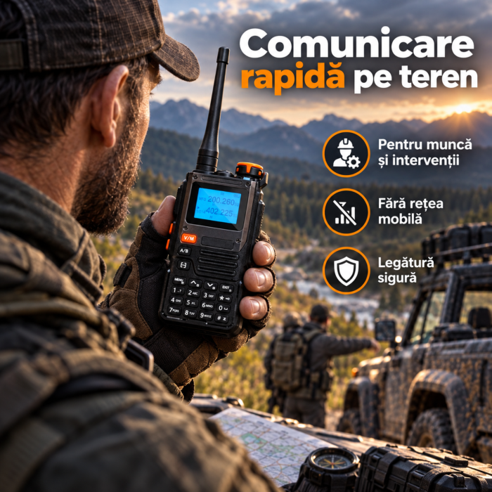 Statie radio portabila VarioShop®, walkie talkie, UV-K61 PRO, 5W, baterie 2600 mAh, 999 canale, DCS/CTCSS, USB-C, raza pana la 30 km, pentru teren, camping si constructii [5]