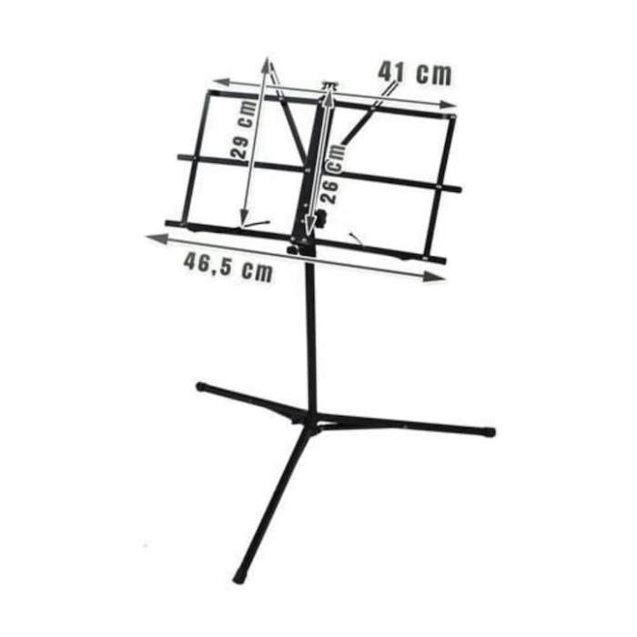 Stativ pentru partituri muzicale VarioShop®, pliabil, din metal, inaltime reglabila 65–123 cm, unghi ajustabil, fronturi anti-inchidere, husa de transport, negru [5]